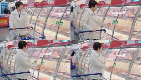 在超市挑选商品的东方女性高清在线视频素材下载