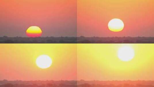 红色的太阳在温暖的早晨升起高清在线视频素材下载