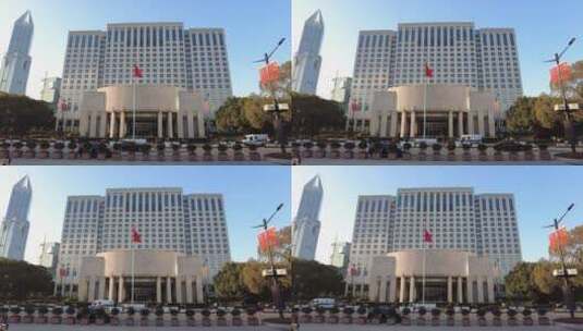 上海市人民广场政府大楼4K实拍高清在线视频素材下载