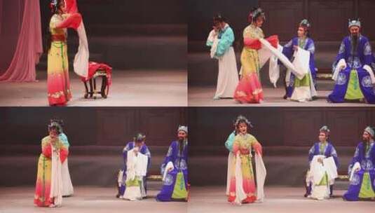 舞台越剧表演五女拜寿演出高清在线视频素材下载