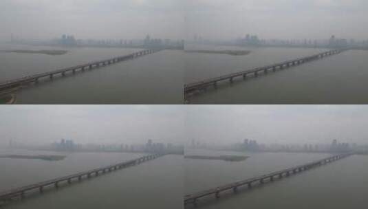航拍江西南昌大桥交通高清在线视频素材下载