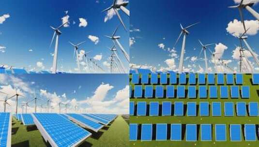 清洁能源-太阳能和风力发电高清在线视频素材下载