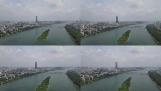 航拍广西柳州柳江萝卜洲高清在线视频素材下载