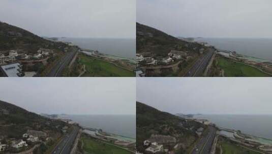 航拍青岛海边公路高清在线视频素材下载