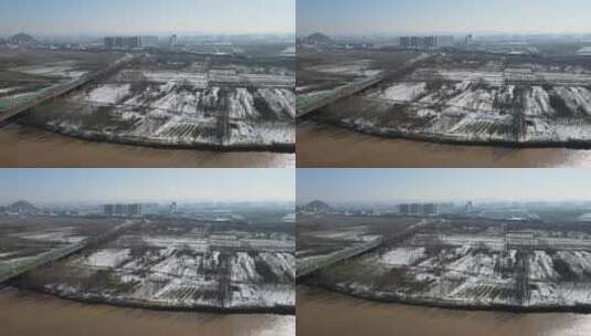 航拍冬季城市雪景高清在线视频素材下载