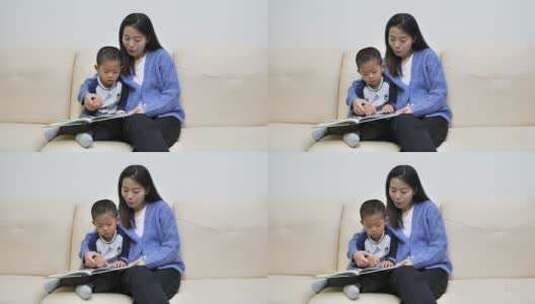 亚洲中国小朋友居家看书看手机看平板学习高清在线视频素材下载