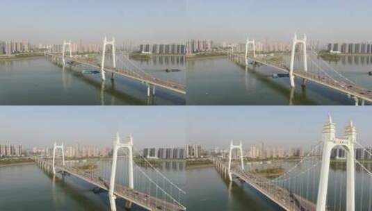 湖南长沙三汊矶大桥交通航拍高清在线视频素材下载