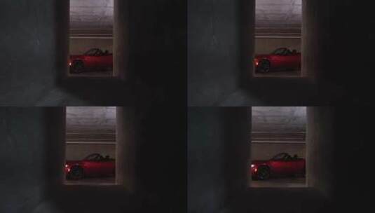 停放的红色跑车高清在线视频素材下载