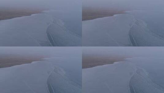 旅游景区 航拍冬季青海湖冰面 交界处冰痕高清在线视频素材下载