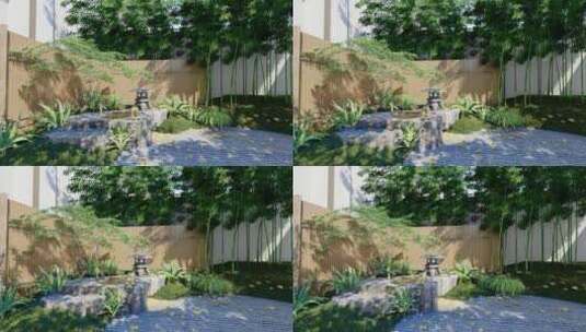 三维渲染日式庭院 中式园林 景观动画高清在线视频素材下载