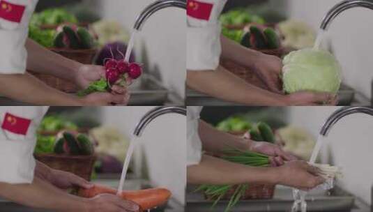 水龙头清洗蔬菜高清在线视频素材下载