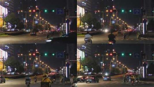 220719夜晚马路高楼红绿灯实拍视频 (55)高清在线视频素材下载