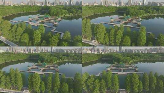 武汉东湖风景区，俯视环绕镜头高清在线视频素材下载
