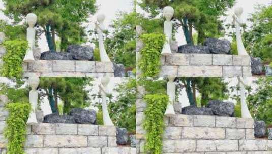 南京金陵小城景区内人物雕塑2高清在线视频素材下载