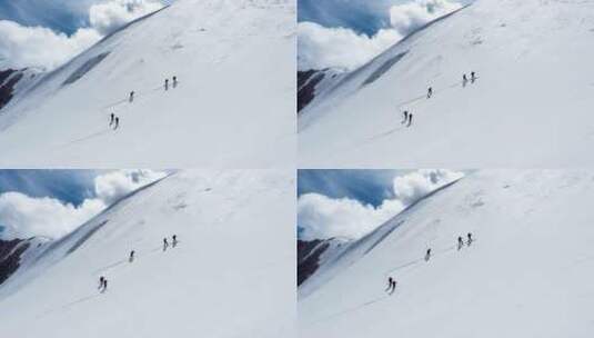 西藏拉萨当雄廓琼岗日雪山洛堆峰登山滑雪高清在线视频素材下载