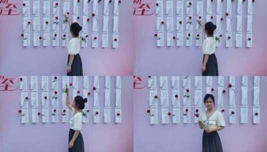 七夕节济南街头，"应急玫瑰"感受浪漫高清在线视频素材下载