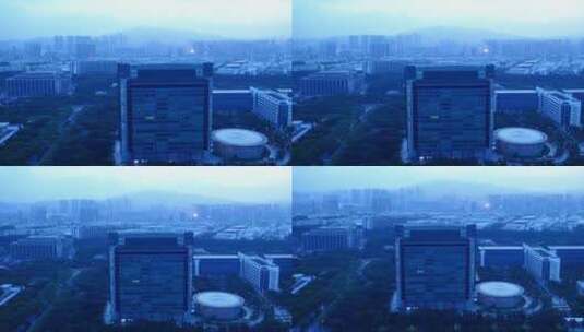 航拍深圳建筑群中的华为大楼 大全景 黎明高清在线视频素材下载