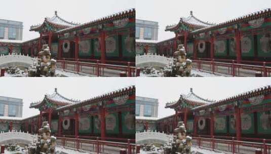 古风四合院雪景高清在线视频素材下载