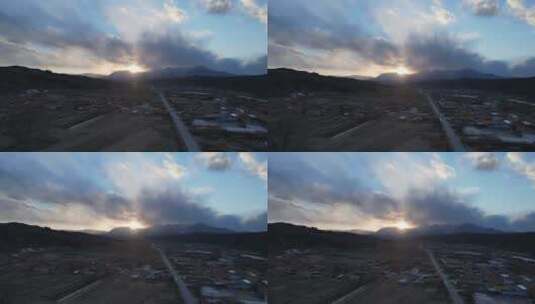 航拍日落的大山峡谷高清在线视频素材下载