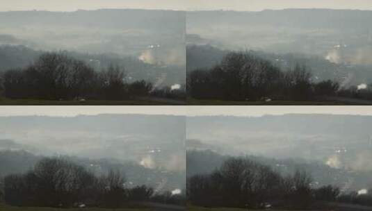 乡间小山的薄雾高清在线视频素材下载