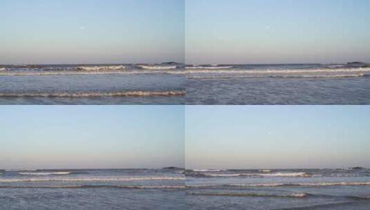 大海月亮海上明月海水海浪傍晚蓝色天空海滩高清在线视频素材下载