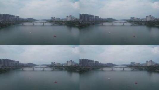 航拍广西柳州壶东大桥高清在线视频素材下载