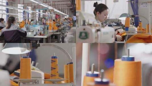 服装厂纺织业工人工作制作衣服高清在线视频素材下载