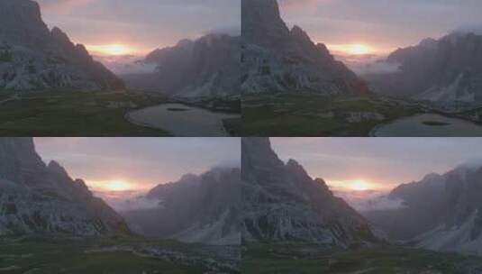 意大利阿尔卑斯山日落景观高清在线视频素材下载