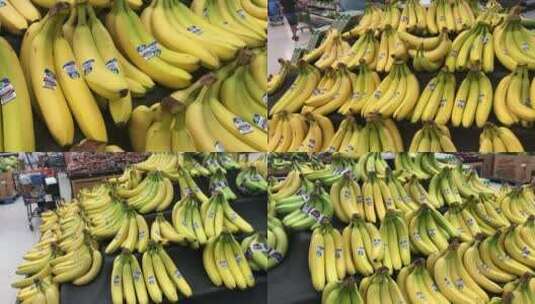 超市售卖的香蕉高清在线视频素材下载
