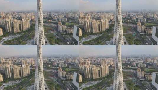 广州塔城市地标航拍高清在线视频素材下载