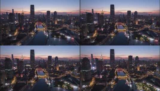天津城市天际线夜景延时高清在线视频素材下载