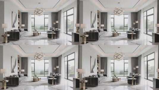 现代简约风格客厅室内场景高清在线视频素材下载