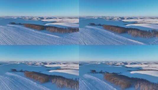 航拍内蒙雪原日暮风光高清在线视频素材下载