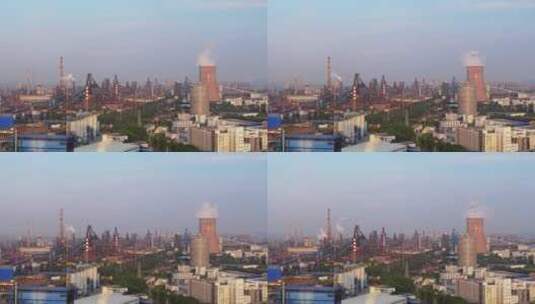 城市工业园环保能源烟囱化工厂高清在线视频素材下载