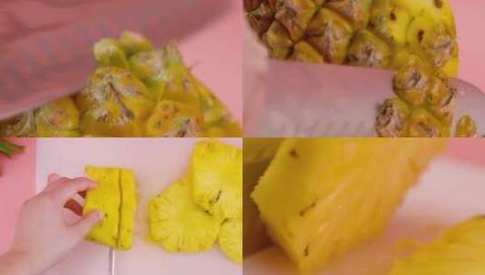 菠萝去皮切片高清在线视频素材下载