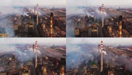 化工厂大气污染排放航拍高清在线视频素材下载