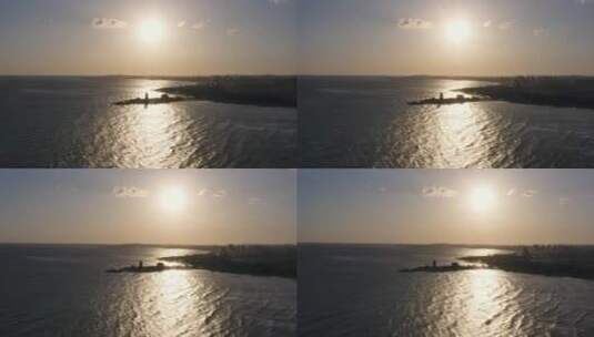 山东烟台蓬莱八仙过海葫芦岛日出航拍高清在线视频素材下载