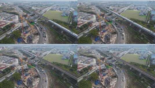 上海城市轨道交通与建筑工程施工地高清在线视频素材下载