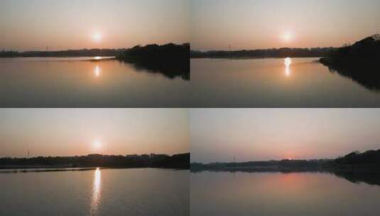 夕阳下翡翠湖风景区高清在线视频素材下载