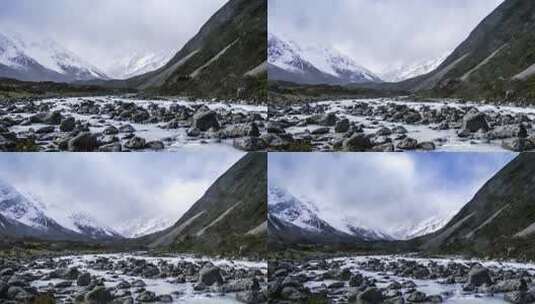 新西兰冰川河延时高清在线视频素材下载