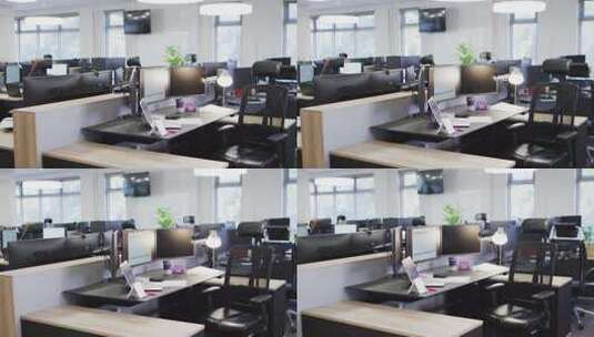 空荡荡的现代办公室有多台电脑高清在线视频素材下载
