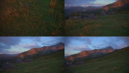 令人难以置信的日出时，斯洛文尼亚山脉中的万向节镜头的运动高清在线视频素材下载