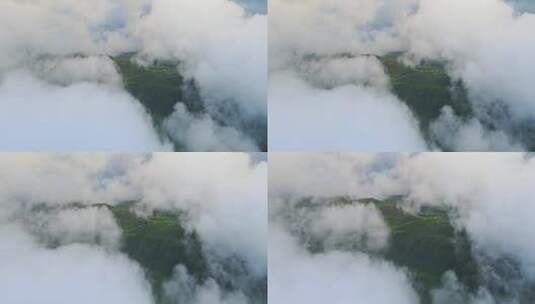 自然风光云雾遮挡 揭开云雾 航拍云海高清在线视频素材下载