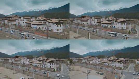 西藏旅游风光318国道鲁朗小镇藏式民居高清在线视频素材下载
