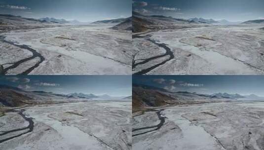 西藏旅游风光318国道雪域高原冰河蜿蜒解冻高清在线视频素材下载