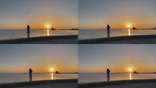 烟台长岛大黑山岛海上日落夕阳延时摄影高清在线视频素材下载