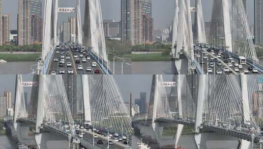 武汉长江二桥航拍高清在线视频素材下载