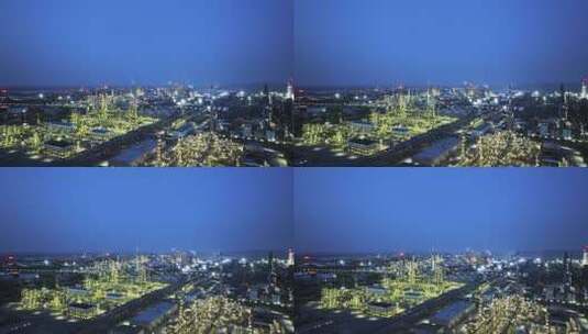 大型石油化工企业夜景航拍视频高清在线视频素材下载