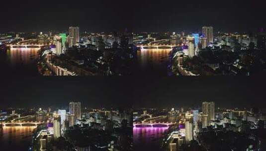 网红城市广西柳州城市夜景灯光航拍高清在线视频素材下载
