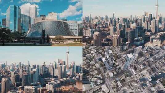 城市航拍加拿大多伦多罗杰斯中心摩天大楼高清在线视频素材下载